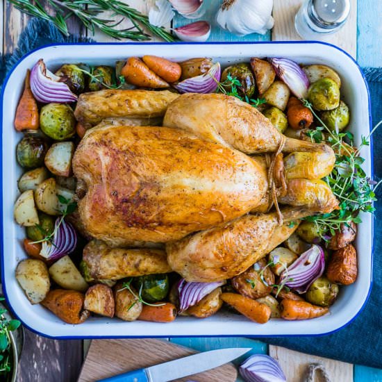 Whole Roasted Chicken And Veggies