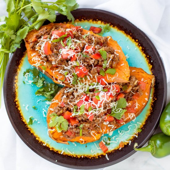 Enchilada Baked Sweet Potatoes