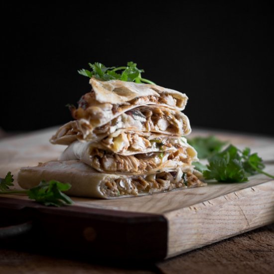 Pulled Teriyaki Chicken Quesadillas