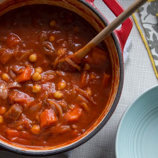 Carrot, Chickpea and Harissa Soup