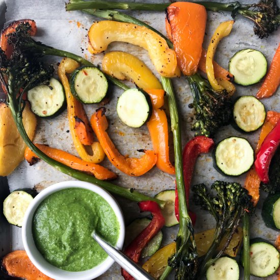 RAINBOW ROASTED PESTO VEGGIES