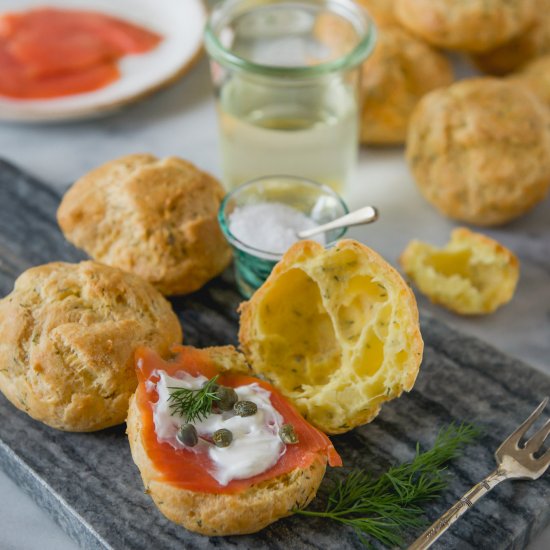 Gouda Dill Gougeres & Smoked Salmon