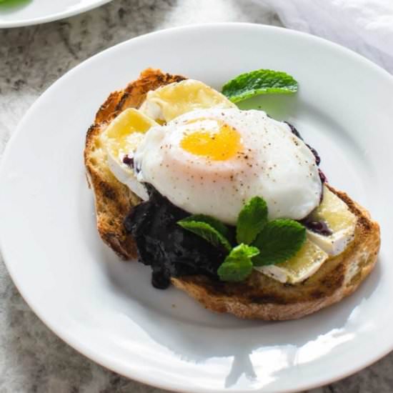 Brie, Berry Jam, and Egg Toasts