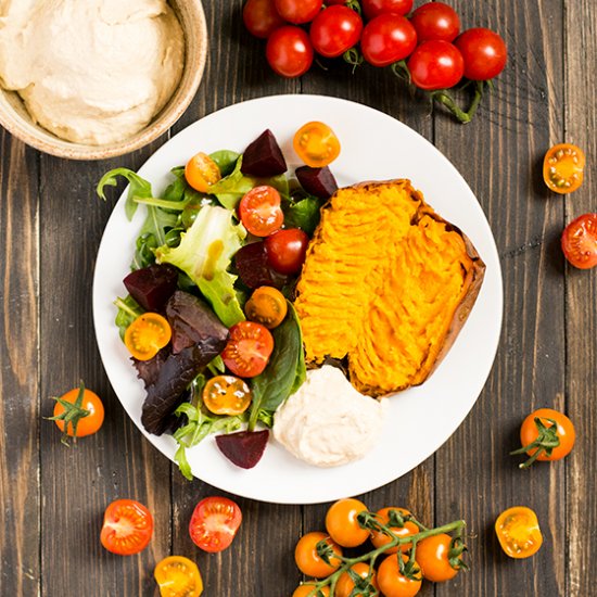 Sweet potato with hummus meal