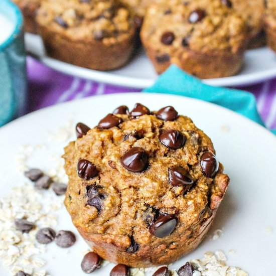 PB & Banana Chocolate Oat Muffins