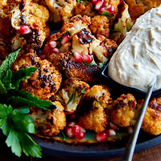 Roasted Cauliflower w/ Tahini Sauce