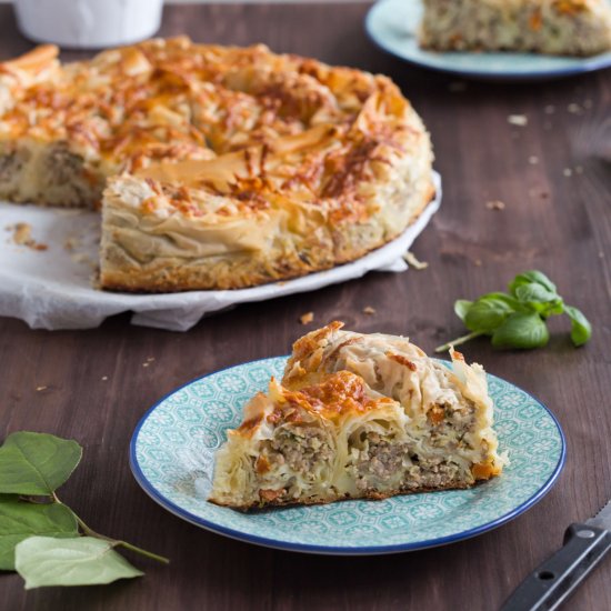 Meat and Leek Filo Pie