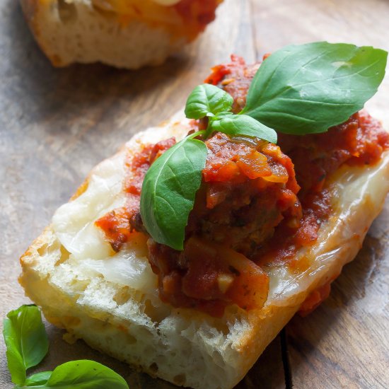 Open-Faced Meatball Cheesy Sandwich