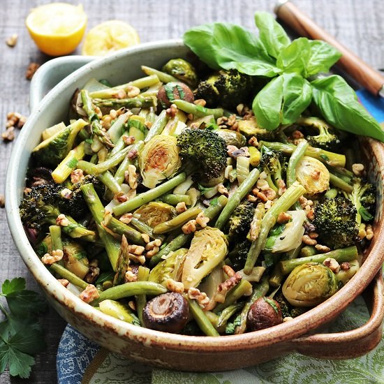 Balsamic Roasted Green Vegetables