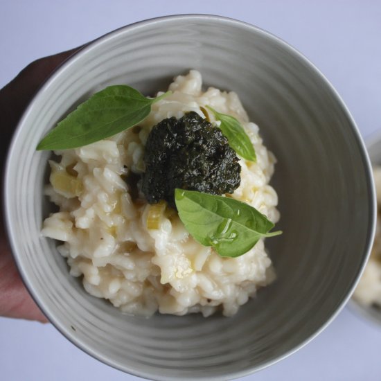 White Risotto with Basil Pesto