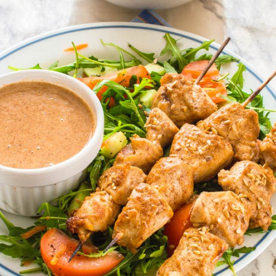 Almond butter chicken satay