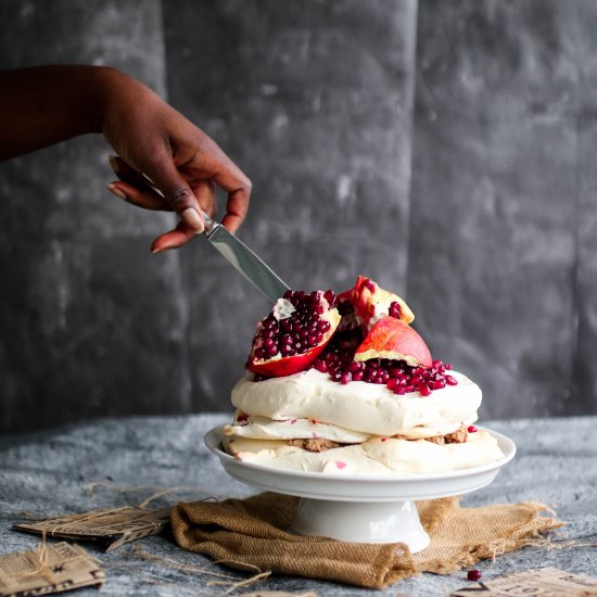 CHESTNUT PAVLOVA WITH POMEGRAnates