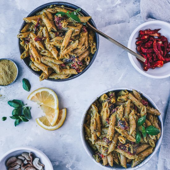 VEGAN CASHEW PESTO CHICKPEA PASTA