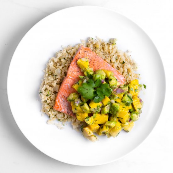 Salmon with Mango Avocado Salsa