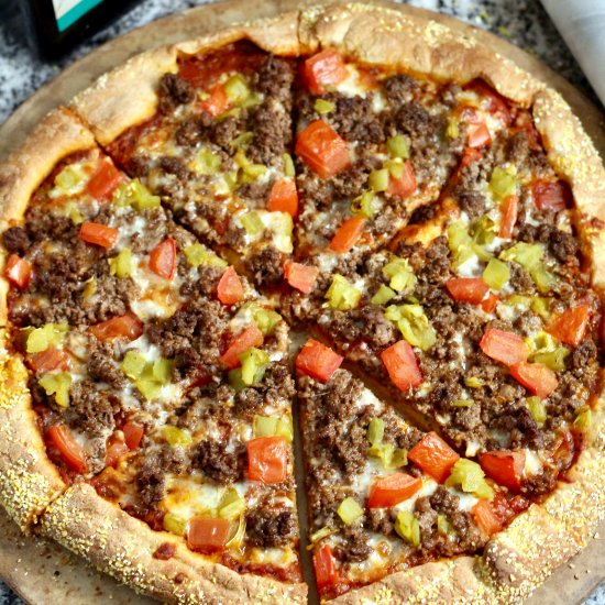 Whole Wheat Bison Green Chili Pizza