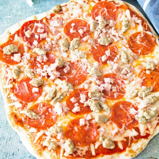 Grilled 3 Meat Pizza