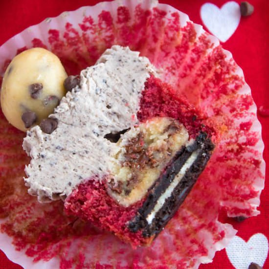 Oreo Cookie Red Velvet Cupcakes