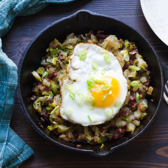 Corned Beef Hash with Shaved Brusse