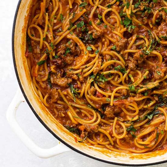 One-Pan Spaghetti Bolognese