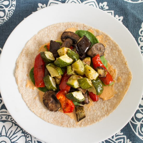 Roasted Veggie Hummus Wraps