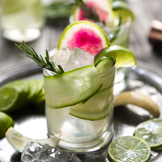 Cucumber Rosemary Gin and Tonic