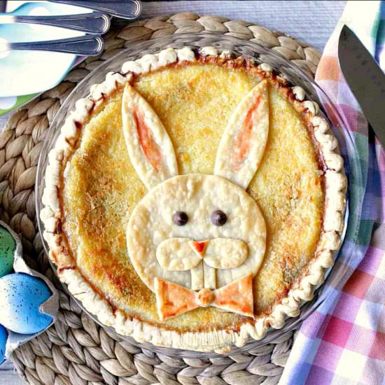 Coconut Custard Easter Bunny Pie