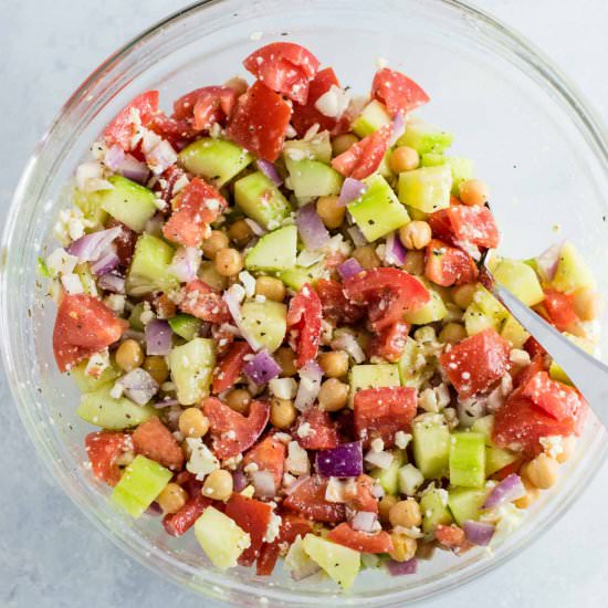 Cucumber Chickpea Greek Salad