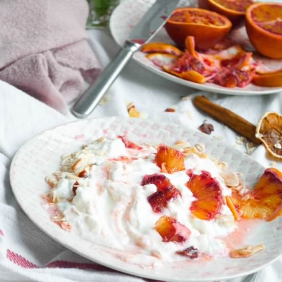 Blood oranges breakfast yogurt