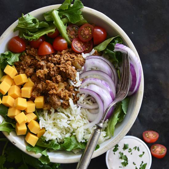 Turkey Taco Rice Salad Bowls