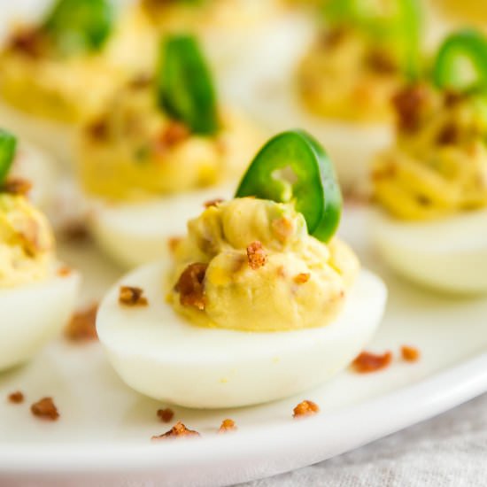 Deviled Eggs with Bacon and Jalapeño