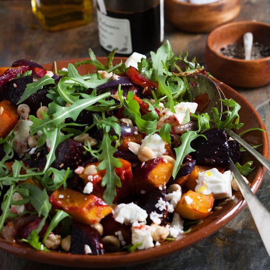 beetroot, squash and feta salad