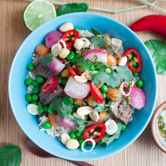 Spring Time Thai Beef Buddha Bowls