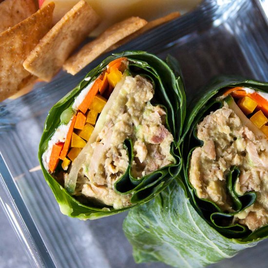 Simple Salmon Salad Collard Wrap