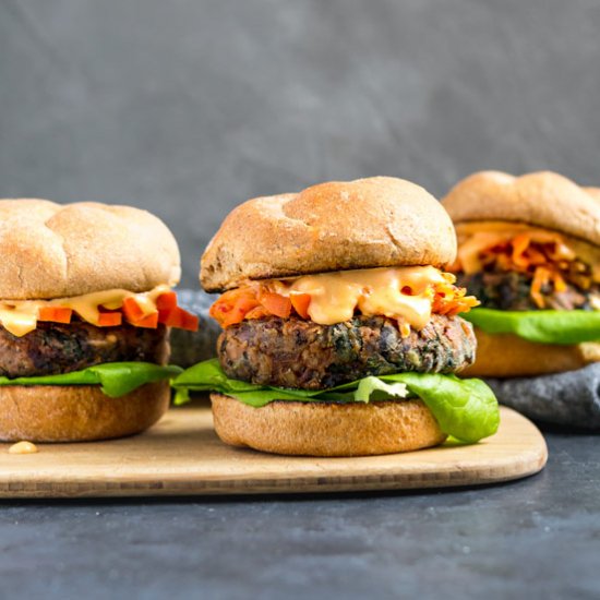 Vegan Gochujang Bean Burgers