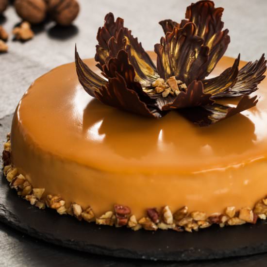 Walnut Caramel Mirror Cake