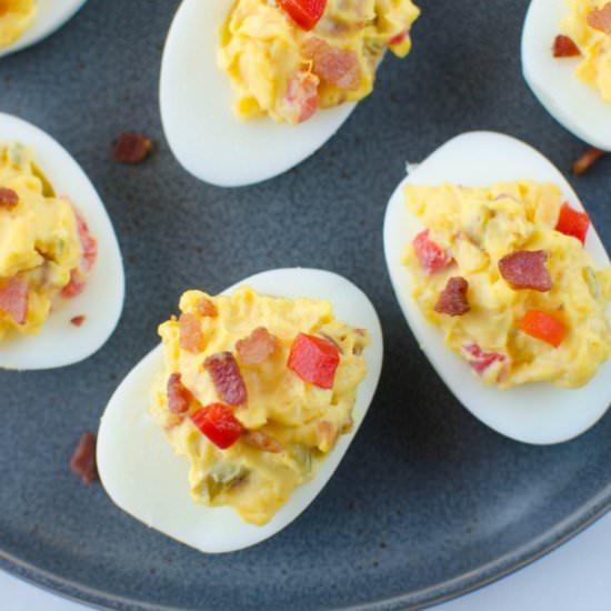 Bacon Pimento Cheese Deviled Eggs