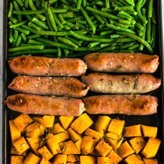 One-Sheet 30-Min Sausages & Veg