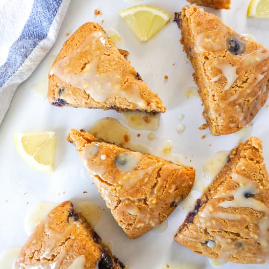 Glazed Almond Flour Lemon Blueberry Scones