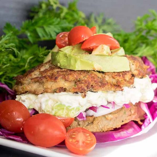 Vegan Lentil Burgers & Avocado Mayo