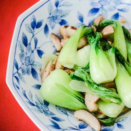 Stir Fried Mushrooms and Bok Choy