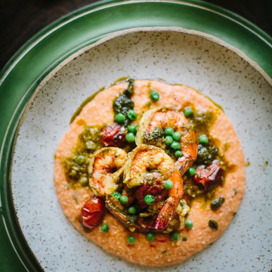 Shrimp & Harissa Grits