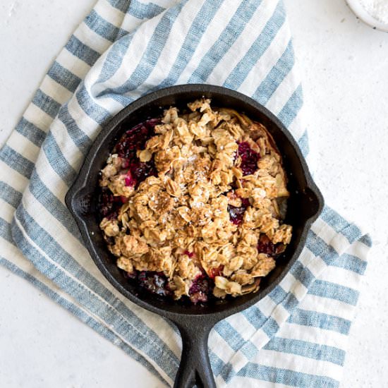 Apple, raspberry and coconut crisp