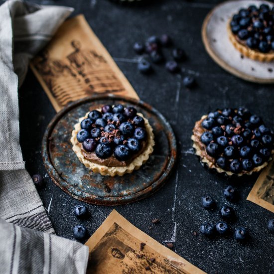 GINGER CHOCOLATE & BLUEBERRY TARTES