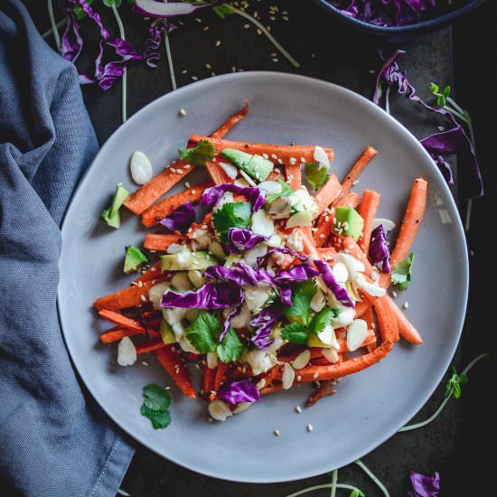 cumin roasted carrots with tahini