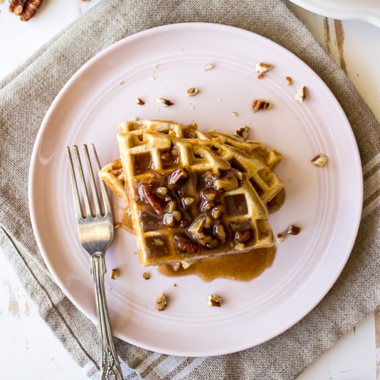 Easy Pecan Waffles with Pecan Sauce