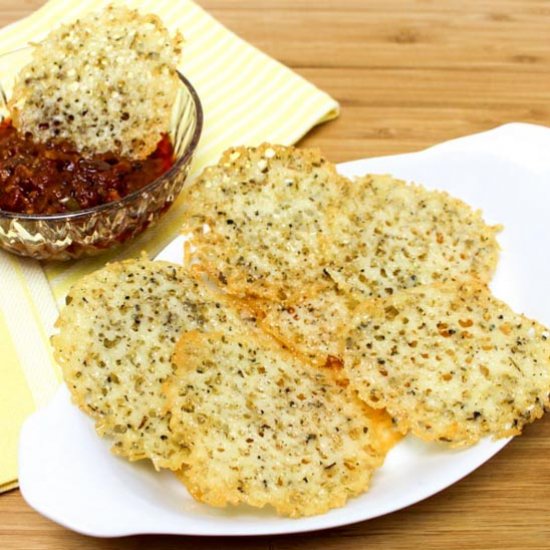 Baked Asiago Cheese Crisps with Dip