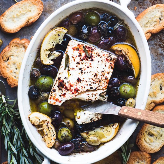 Baked Feta Cheese with Olives