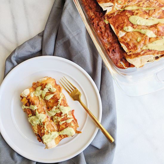 Veggie Enchiladas w/ Avocado Sauce