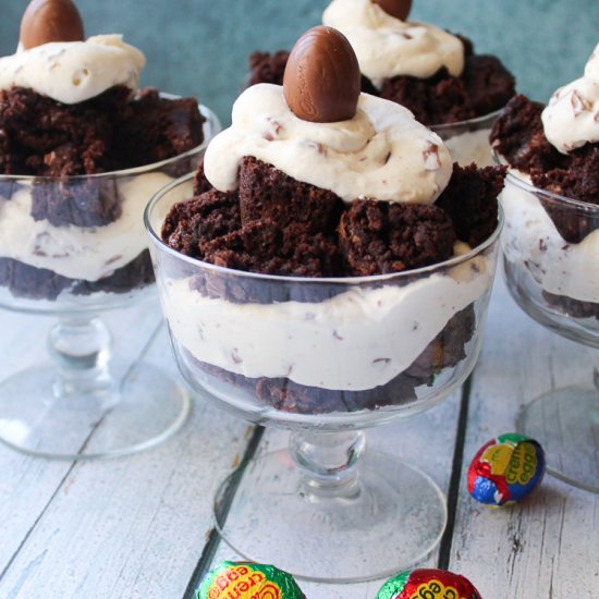 Cadbury Creme Egg Brownie Trifles