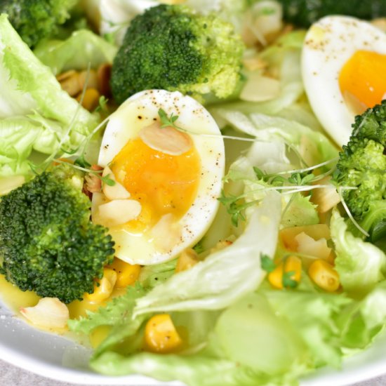 Egg, broccoli and corn salad